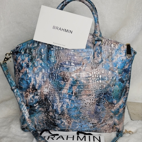 ☆ Brahmin 2 SET Duxbury Melbourne Purse Bag Satchel Ocersized Wristlet - Picture 13 of 15